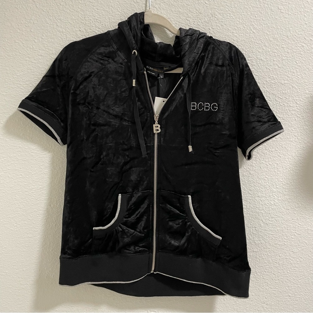 BCBGMaxAzria Black Velvet velour Jacket NWT